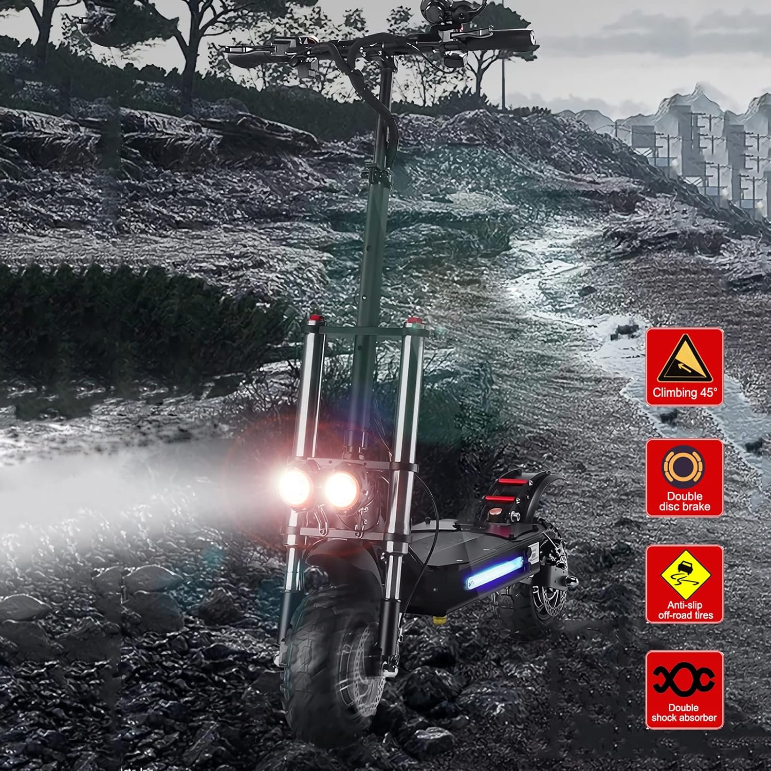 HWWH Trottinette Electrique Adulte Puissante Scooter Electrique Double Moteurs 2 Roues – Image 2