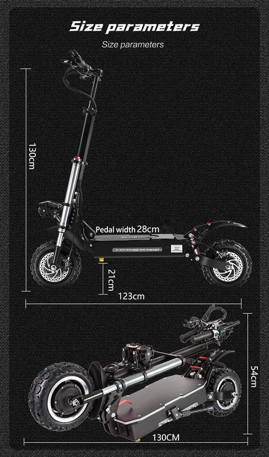 HWWH Trottinette Electrique Adulte Puissante Scooter Electrique Double Moteurs 2 Roues – Image 4
