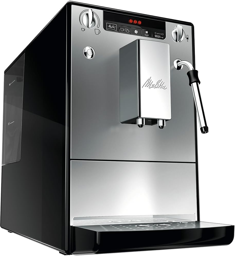 Melitta Machine à Café et Boissons Chaudes Automatique, Buse Vapeur, Caffeo Solo & Milk, 1.2L, Argent, E953-102