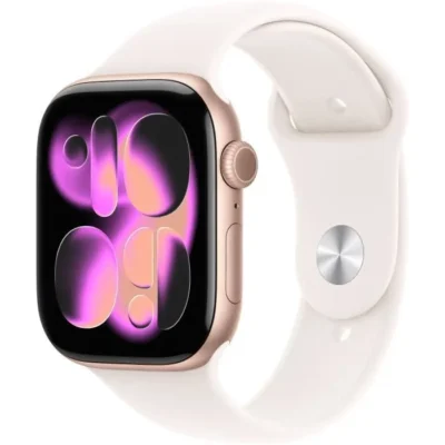 Apple Watch Series 11 GPS – 46mm – Boîtier Rose Gold Aluminium – Bracelet Light Blush Sport Band – S/M