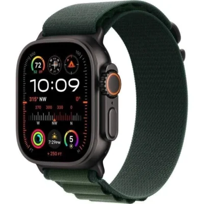 Apple Watch Ultra 2 GPS+Cellular 49mm Black Titanium – Bracelet Dark Green Alpine Large (2024) – Reconditionné – Excellent état