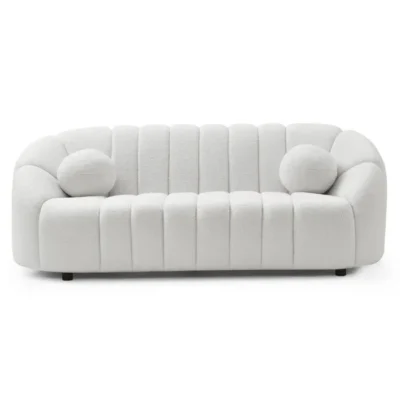 Canapé 3 places design Sidonie Tissu bouclette Blanc