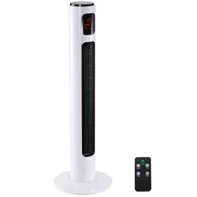 Ventilateur colonne – Homcom – silencieux tour chambre 3 modes 3 vitesses télécommande LED – 96 cm – blanc