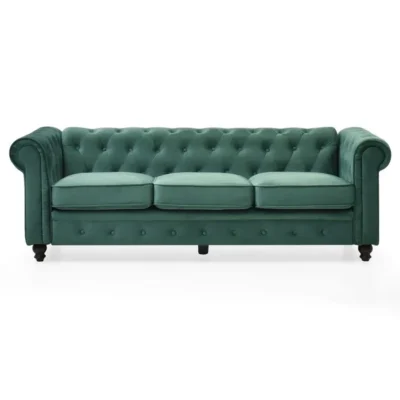 Grand canapé 3 places Chesterfield Velours Vert
