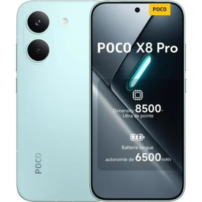 POCO X8 Pro 8+256 Go Vert Smartphone , Processeur Haut de Gamme Dimensity 8500-Ultra, Chargeur Non Inclus