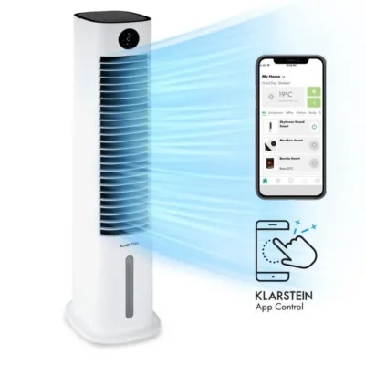 Rafraîchisseur d&rsquo;air – Klarstein Skytower Smart – Ventilateur humidificateur d&rsquo;air – Blanc