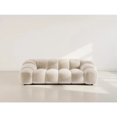 Ava – canapé 3 places en velours texturé – Beige