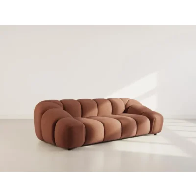 Ava – canapé 3 places en velours texturé – Terracotta