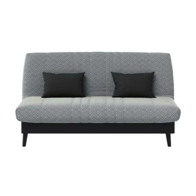 Banquette convertible Elios clic clac, couchage 130 x 190 avec rangement intégré + 2 coussins OFFERTS, Géometrik gris