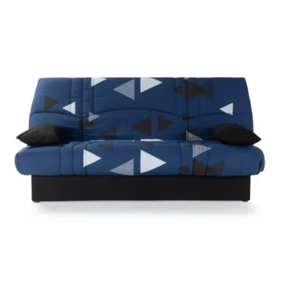 Canapé convertible clic clac 3 places – Tissu motif Bikini bleu – L 190 x P 92 cm – DREAM – Style Contemporain