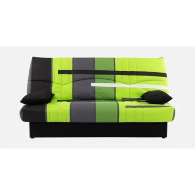 Canapé convertible clic clac 3 places – Tissu motif Piste vert – L 190 x P 92 cm – DREAM – Style Contemporain