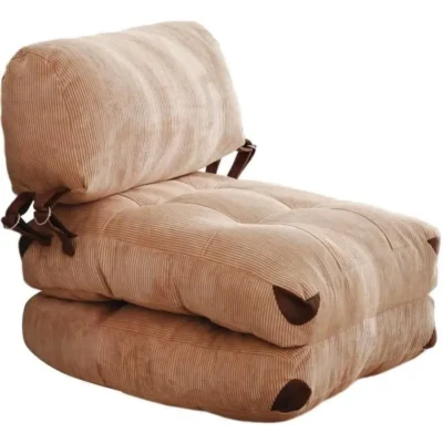 Canapé lit – 1 place – FOLD – Velours côtelé Camel – 80 x 70 x 60 cm