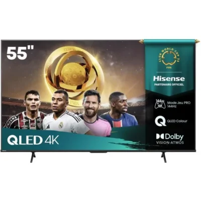 Hisense 55E7Q Pro – TV QLED 55&Prime; (139 cm) – 4K UHD 3840×2160 – 144 Hz – HDR10+ – TV connecté – 4xHDMI 2.1 – WiFi