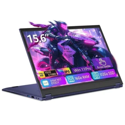 PC Portable -Écran tactile 360°Flip-Intel Core M3-8100Y-DDR3 16Go RAM 512Go SSD -15.6 »FHD -Windows 11 Pro-Ordinateur