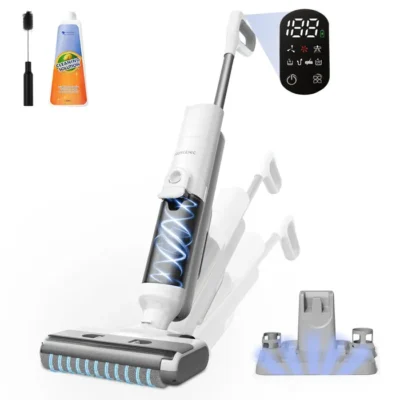 PROSCENIC F10 Ultra Aspirateur laveur sans fil -Sec/humide -Brosse à bord étroit – Réservoir 1.3L -Ecran LED – Auto-nettoyage-60min