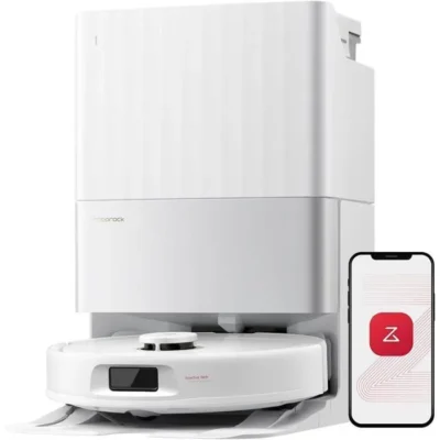 Roborock Qrevo S5V Aspirateur Robot Laveur , 12000 Pa Brosse latérale et serpillière Extensibles , Séchage à l&rsquo;air Chaud,5200 mAh
