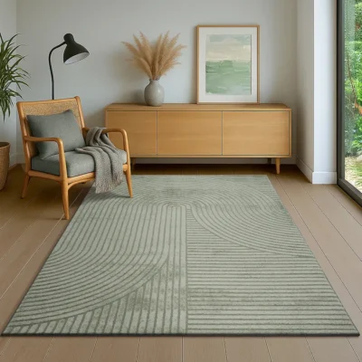the carpet Everest – Tapis moderne poils courts, effet 3D haut-bas, haute densité, Vert, 300 x 400 cm, D10