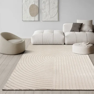 Tapis Salon – The Carpet – Knight – Velours Doux – Effet 3D – Beige 240×340 cm