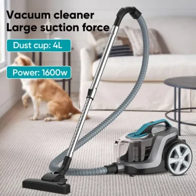 Aspirateur sans sac – Capacité 4 L – 1600 W – Tête d&rsquo;aspiration haute performance – Haute filtration – Silencieux – Cordon de 5 m