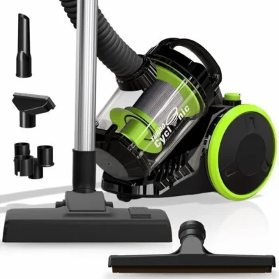 Aspirateur Traîneau Sans Sac Cyclonique TurboTronic CV07 – Puissant et Léger – Pour Tapis et Sols Durs – Noir/Vert