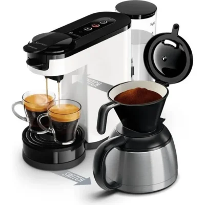 Cafetière à dosette – PHILIPS – SENSEO – HD6592/05 – Switch 2-en-1 dosette & filtre – Blanc
