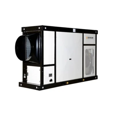 Chauffage à air pulsé fixe SCUDO240 avec brûleurs fuel ou gaz 235,7kW combustion indirecte Sovelor