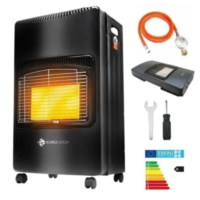 Poêle au gaz – EUROCATCH – 4200 W – Tuyau & régulateur inclus – Roues 360° pliable
