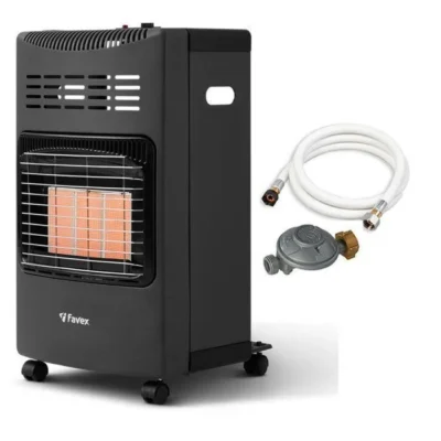 Chauffage d&rsquo;appoint gaz Plio – FAVEX – Intérieur – Infrarouge – Tuyau et détendeur offerts – 40 m², Pliable, Noir