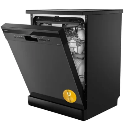 COMFEE Lave-Vaisselle Pose Libre 60cm, 49dB avec 12 couverts, Hygiene Lavage, Dpart Diffr, Demi-Charge – Noir Energy