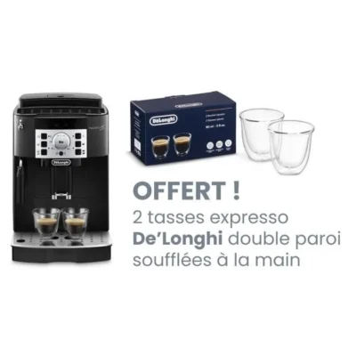 Machine expresso automatique avec broyeur – DELONGHI – MAGNIFICA S ECAM22.140.B – Noir + Set 2 tasses Expresso