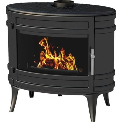 Poêle à bois en fonte INVICTA Mandor – Puissance optimale: 12 kW – Max: 18kW – Bûches 33 cm max – Fabriqué en France – Ecodesgn