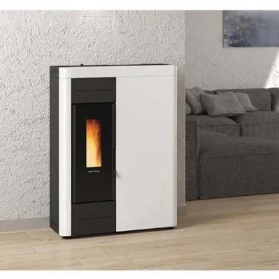 Poêle à granulés hydraulique EXTRAFLAME – Virna Idro 15,6kw – Blanc – Écran LCD