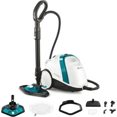 POLTI VAPORETTO SMART 100 T – Nettoyeur vapeur – autonomie illimitée – 4 BAR – 110g/min – 1500W – 9 accessoires – Turquoise